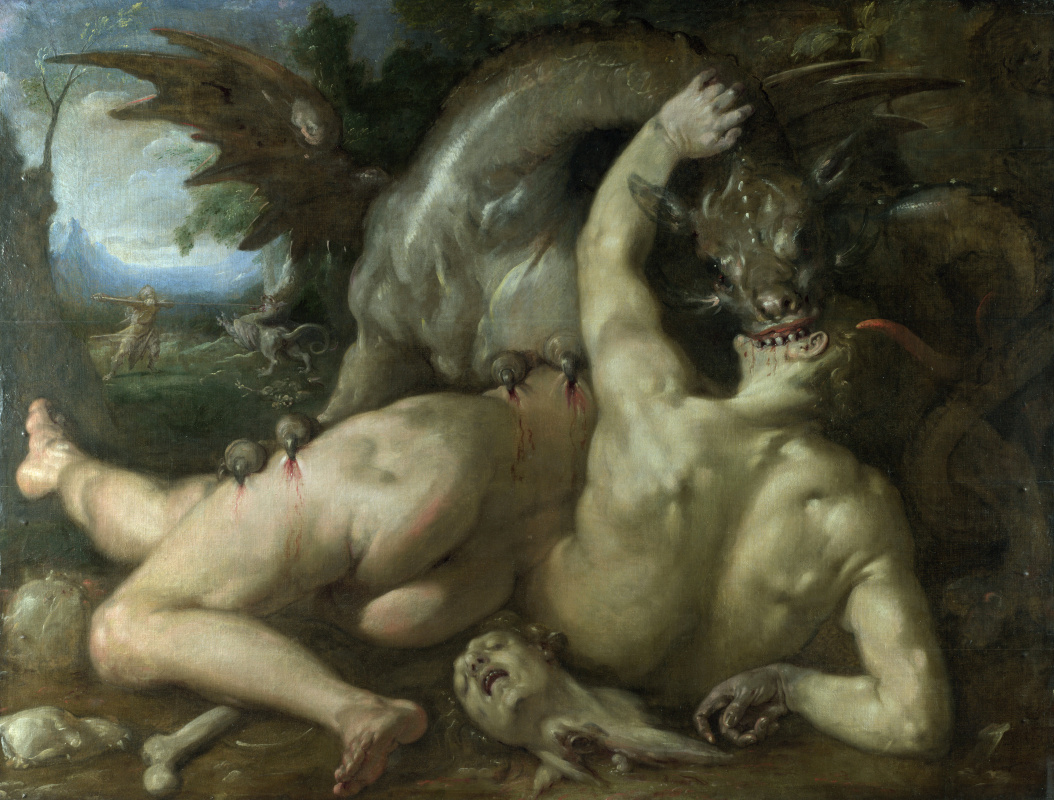 Cornelis van Haarlem. Two followers of Cadmus devoured by a dragon