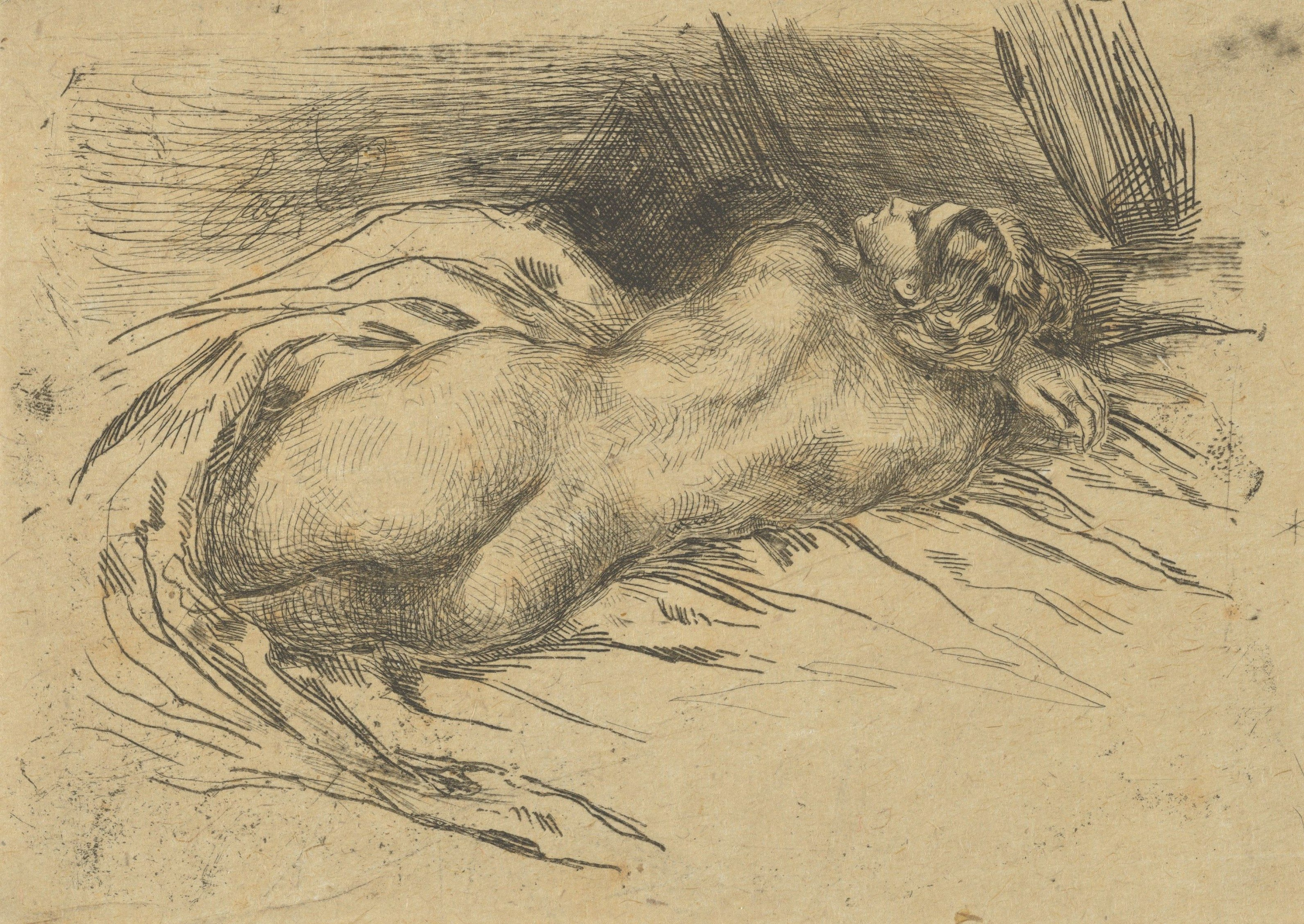 Buy digital version: Reclining Nude female (rear view) by Eugene Delacroix,  New York City | Arthive