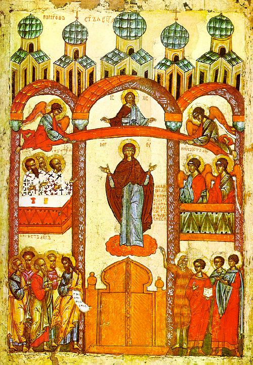 Icon Painting. Intercession Of The Theotokos