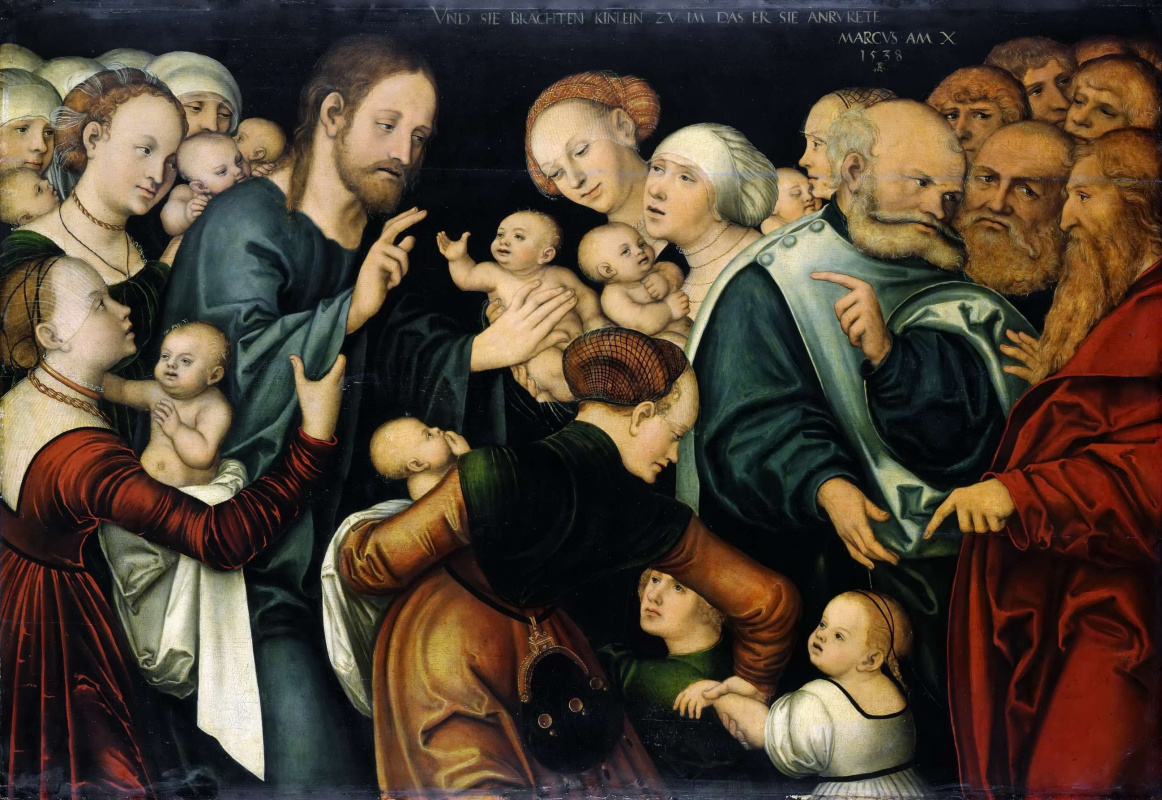 Lucas the Younger Cranach. Christ blesses the children