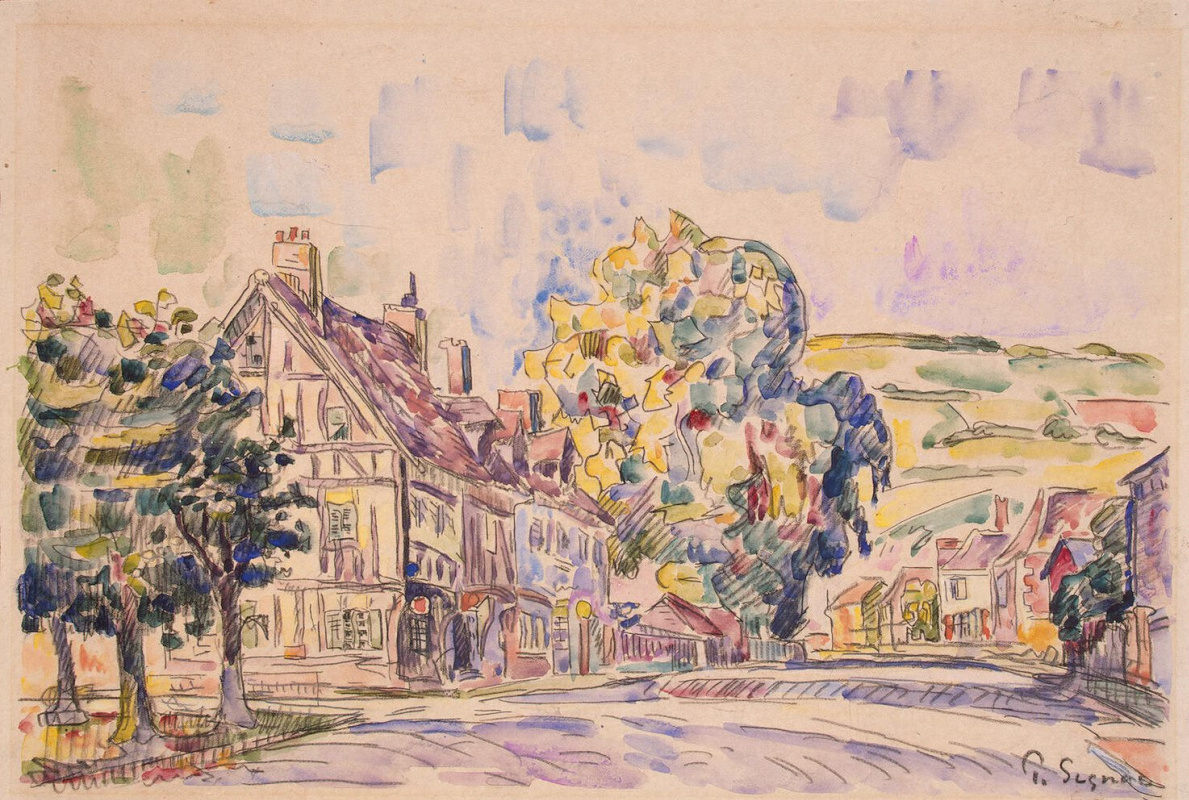 Paul Signac. Street with half-timbered house in Normandy