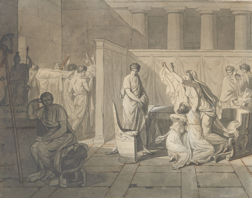 Jacques-Louis David. The lictors bring Brutus the bodies of his sons. Sketch