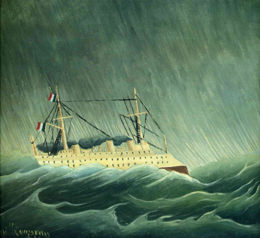 Henri Rousseau. A ship in a storm