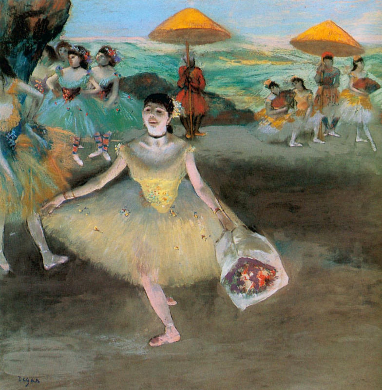 Edgar Degas. Dancer with a bouquet bow