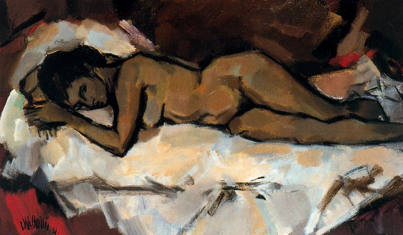 Ricardo Macarron. Lying on the bed Nude