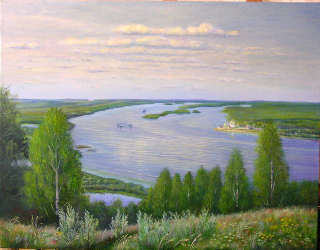 Alexander Fedorovich Vazhnev. "On the Volga. View of the Makaryevsky Monastery"