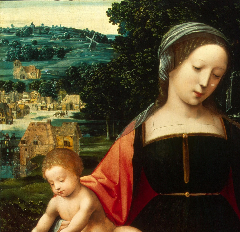 Невідомий художник. Нидерландская школа. 1530-1540 Мадонна с Младенцем.  деталь