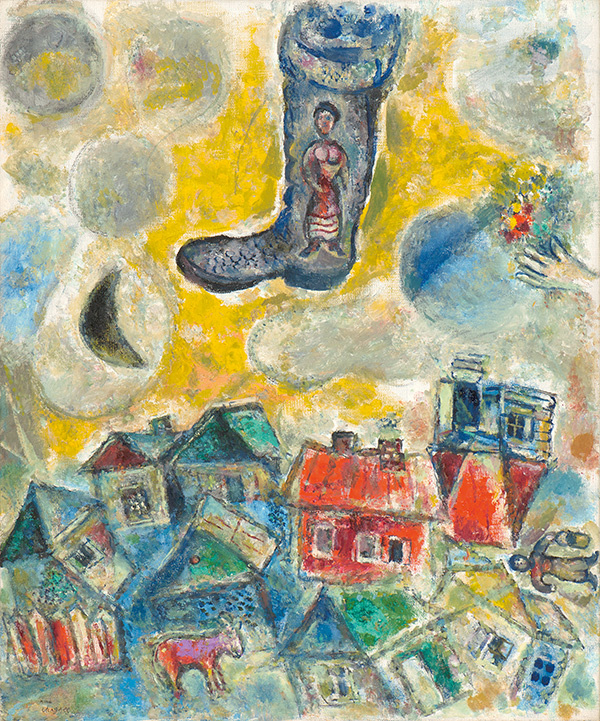 Marc Chagall. Boots on a yellow sky