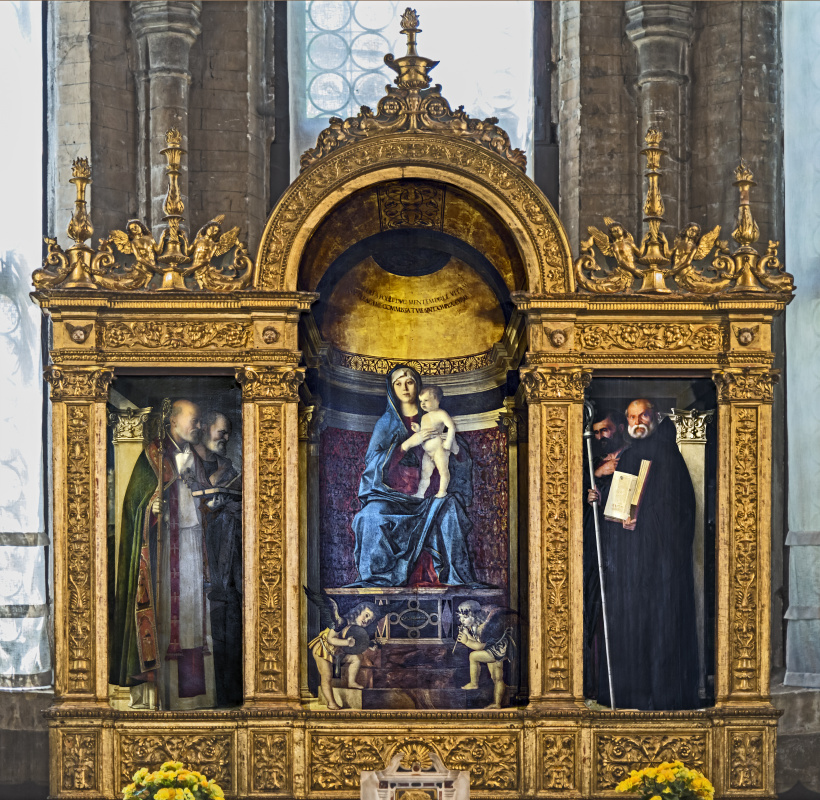 Madonna with saints. Triptych of the Cathedral of Santa Maria Gloriosa dei Frari