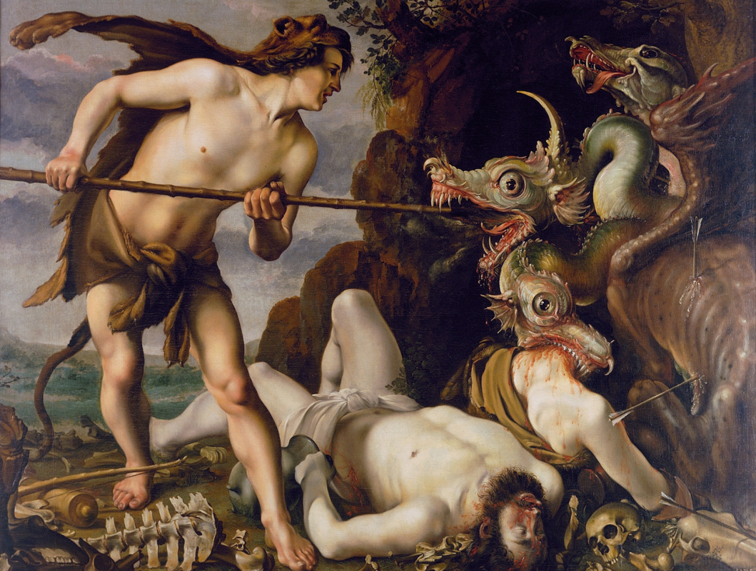 Hendrik Goltzius. Cadmus kills the dragon.