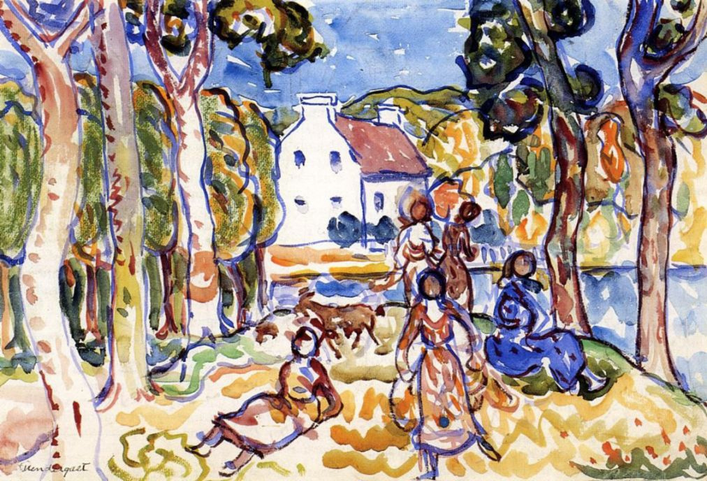 Maurice Braziel Prendergast. Landscape with people and a goat