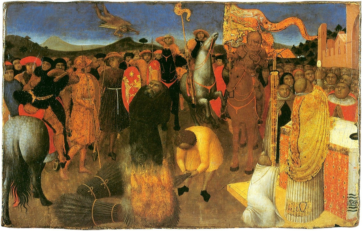 Sassetta. The Altar Of The Eucharist. The death of the heretic on the bonfire (Burning of the heretic)