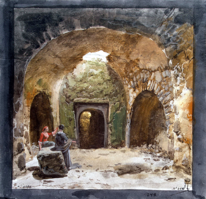 Jean-Pierre-Laurent Wael. View of a sepulchre in the underground grotto