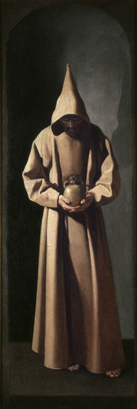 Francisco de Zurbaran. St. Francis contemplating a skull