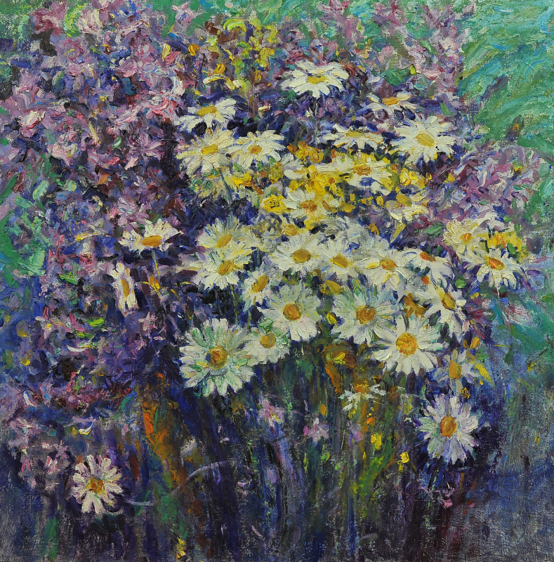 Валерий Иванович Ярош. Daisies with purple flowers