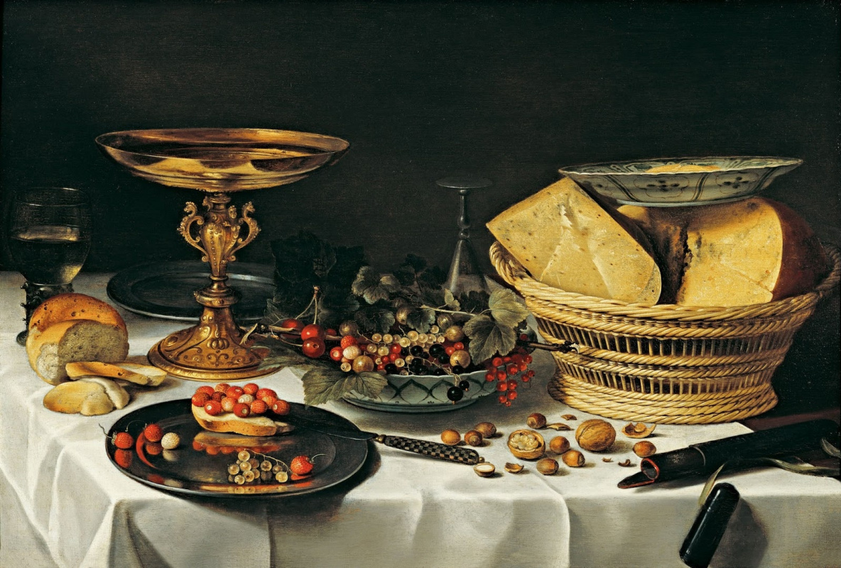 Pieter Claesz. Still life with cheese and fruit