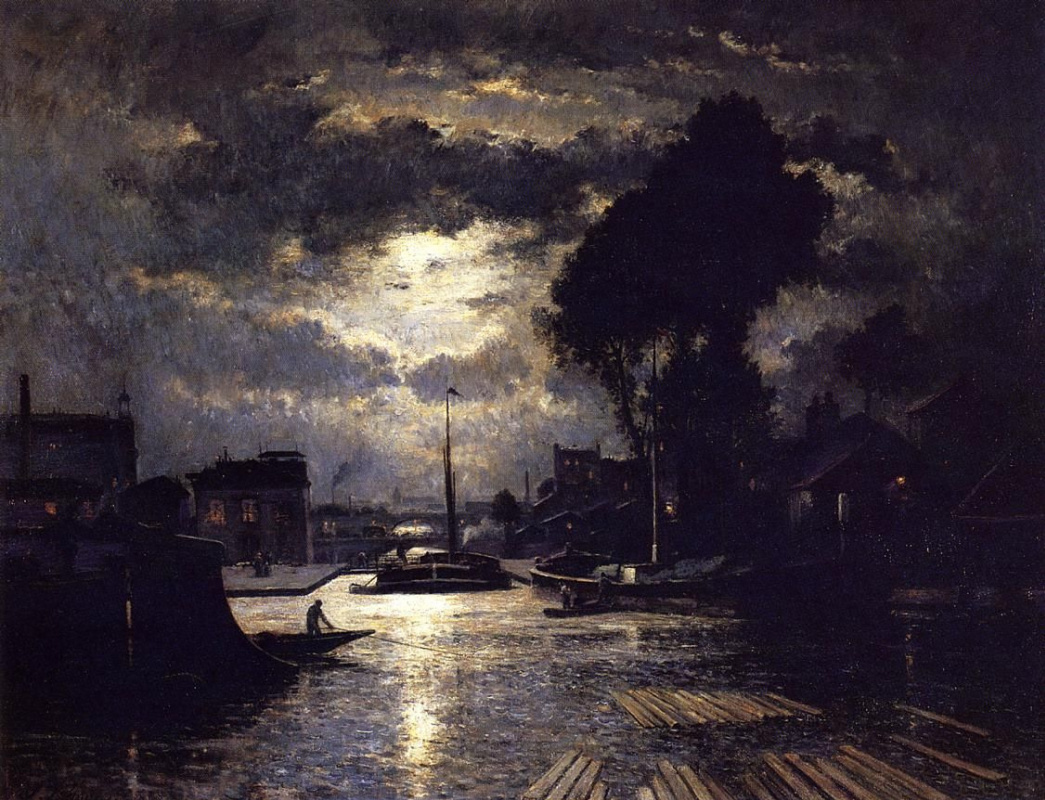 Stanislas Victor Eduard Lepin. The canal Saint-Denis, effect of moonlight