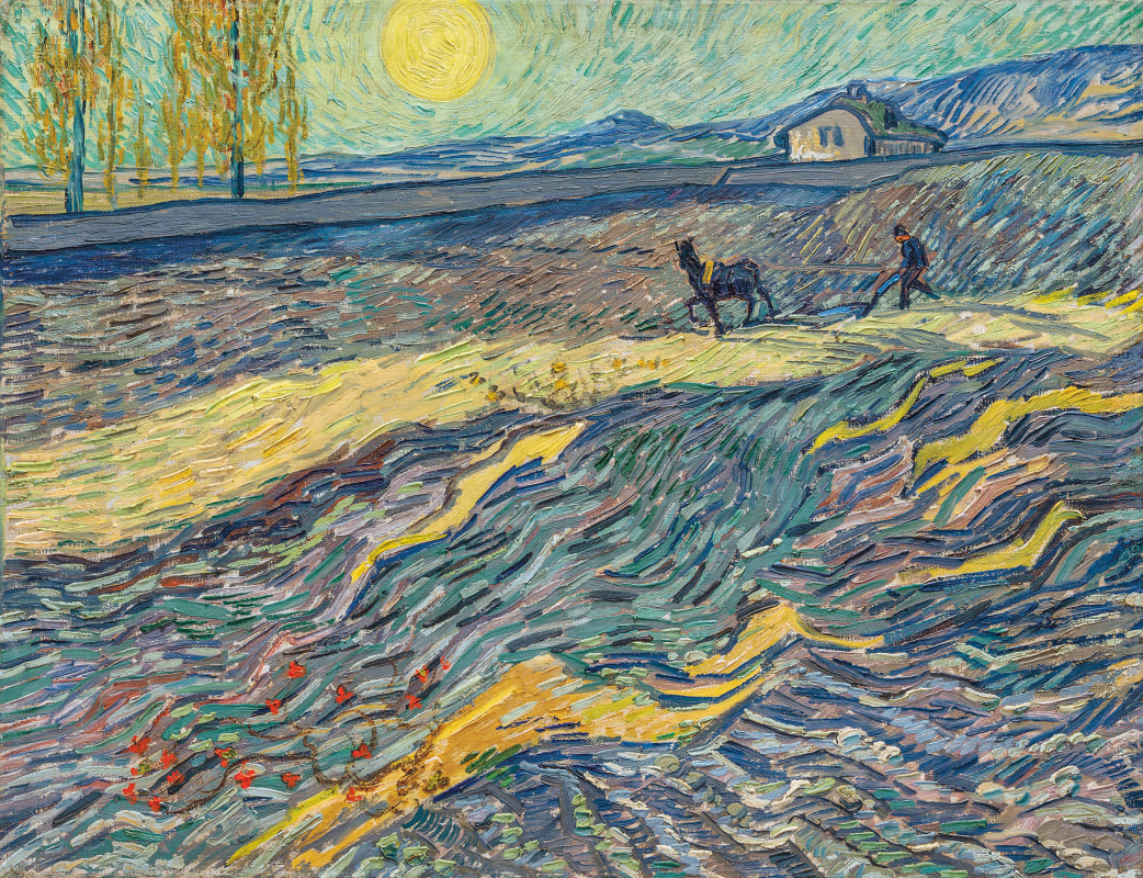 Vincent van Gogh. Enclosed Field with Ploughman. Saint-Rémy