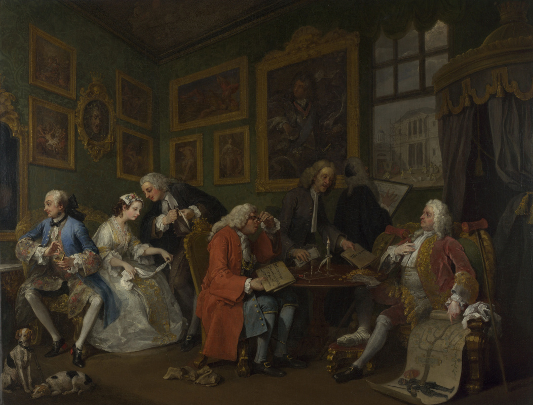 William Hogarth. A fashionable marriage. Part 1. Marriage contract