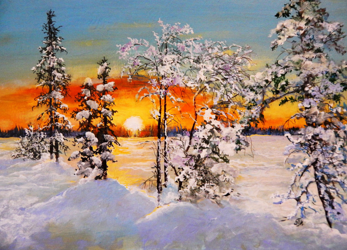 Marina Vladimirovna Patrikeeva. The charm of a winter forest at sunset
