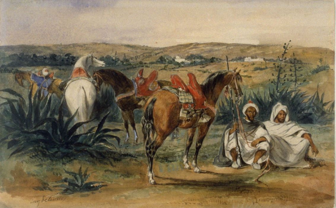 Eugene Delacroix. Arabs and horse in Tangier