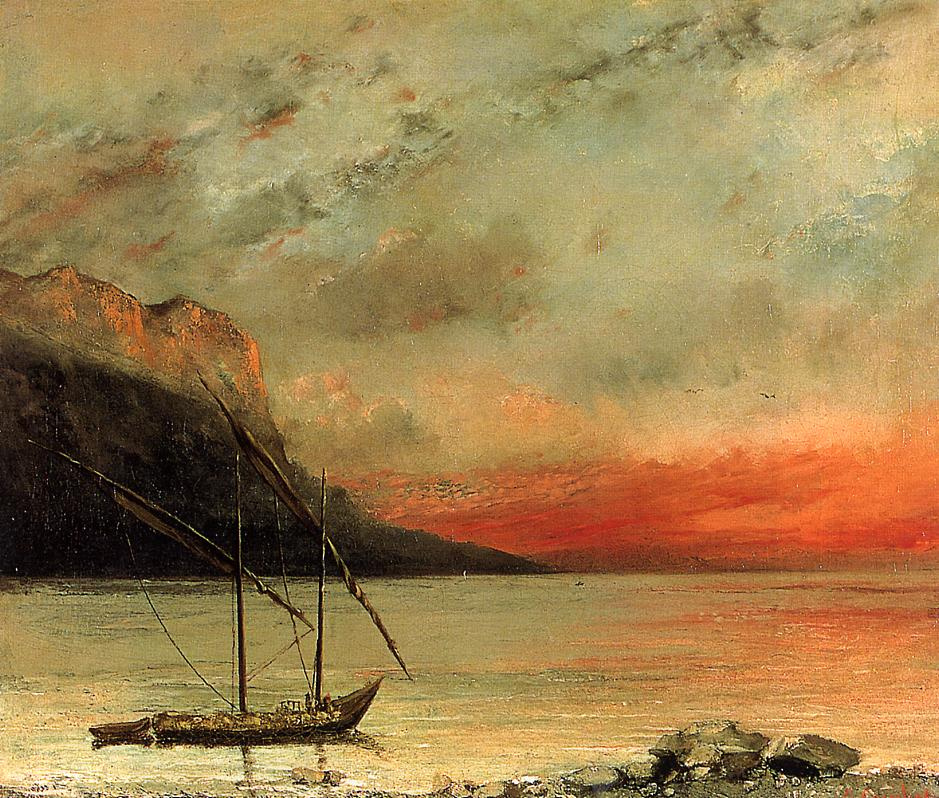 Gustave Courbet. Sunset over lake Leman (lake Geneva)