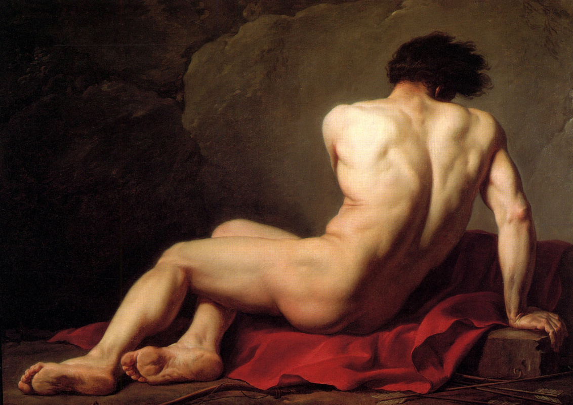 Jacques-Louis David. Sitting Nude. Sketch for the image of Patroclus