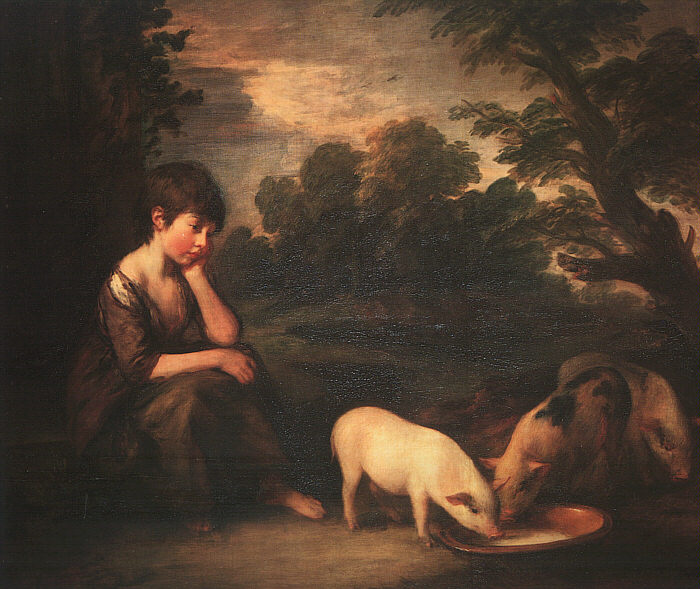 Thomas Gainsborough. Girl with piglets