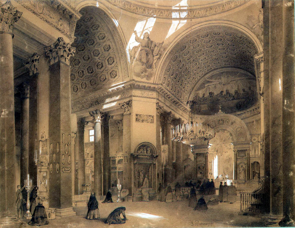 Luigi Premazzi. Interior of the Kazan Cathedral in St. Petersburg