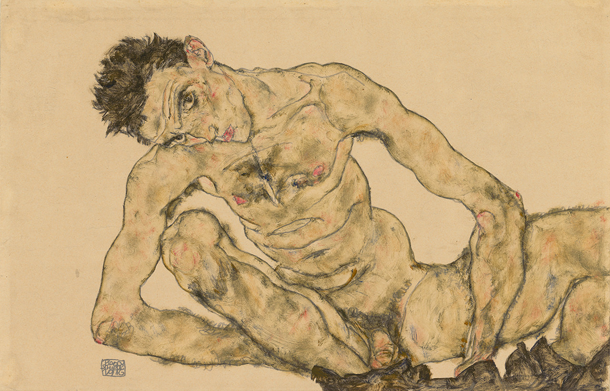 Egon Schiele. Nude Self-Portrait, Squatting