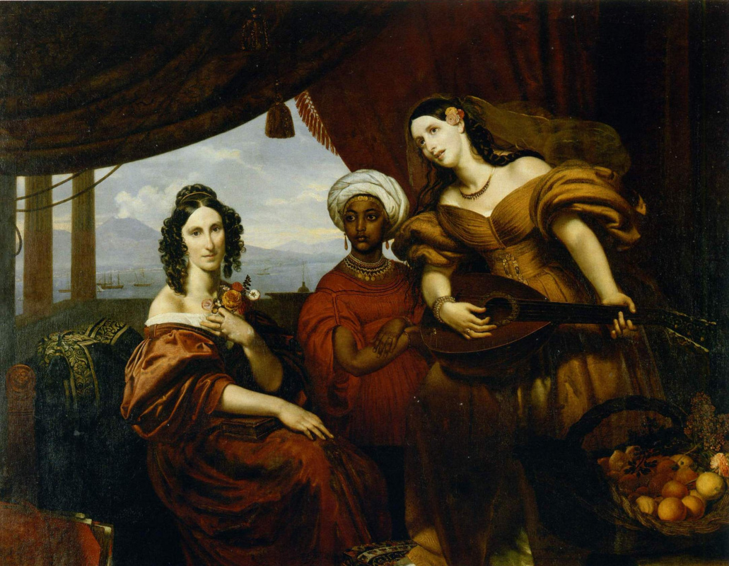 Orest Adamovich Kiprensky. Portrait of the Countess Pototskaya, and her Sister Shuvalova with Ethiopian Girl