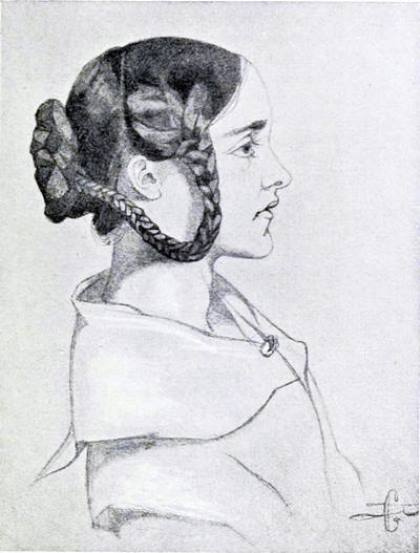 Dante Gabriel Rossetti. Portrait of Christina Rossetti in profile