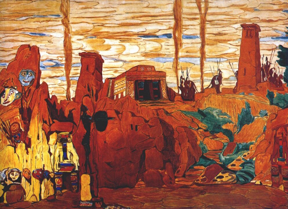 Lev (Leon) Bakst. Sketch of the scenery for the tragedy "Elena in Sparta"