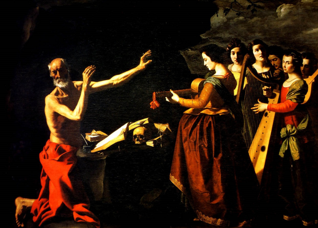 Francisco de Zurbaran. A cycle of paintings for the monastery of the congregation of St. Jerome in Guadalupe. The temptation of St. Jerome