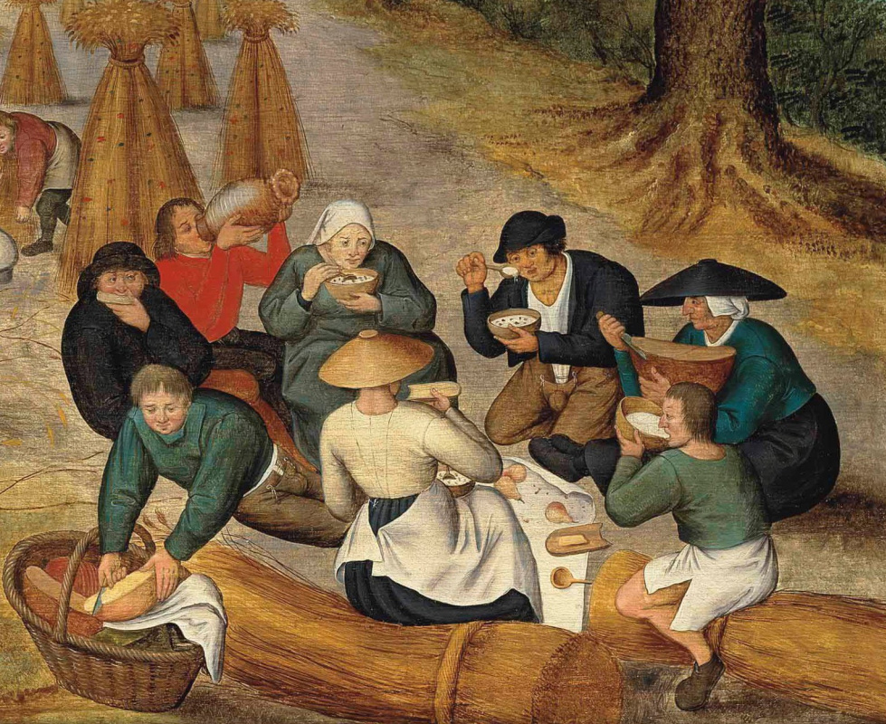 Peter Brueghel the Younger. Summer and harvest. Fragment. Peasants at lunch