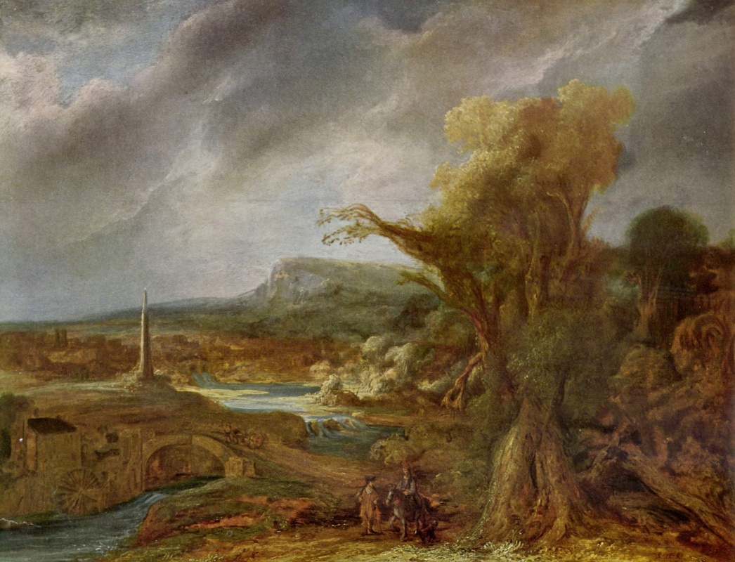 Govaert Flinck. Landscape with obelisk