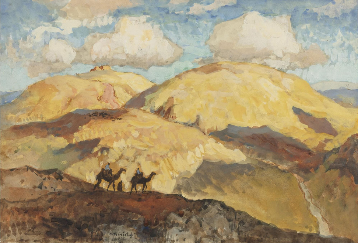 Konstantin Ivanovich Gorbatov. Walk on camels. 1935