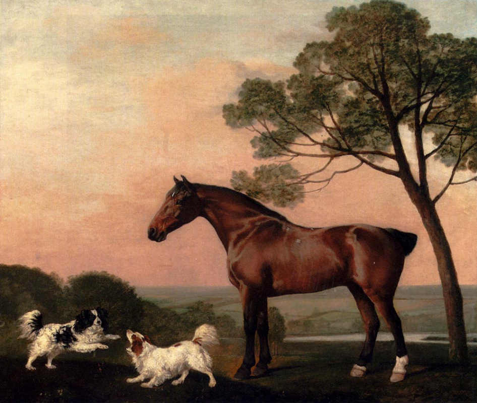 George Stubbs. The stallion and two dogs