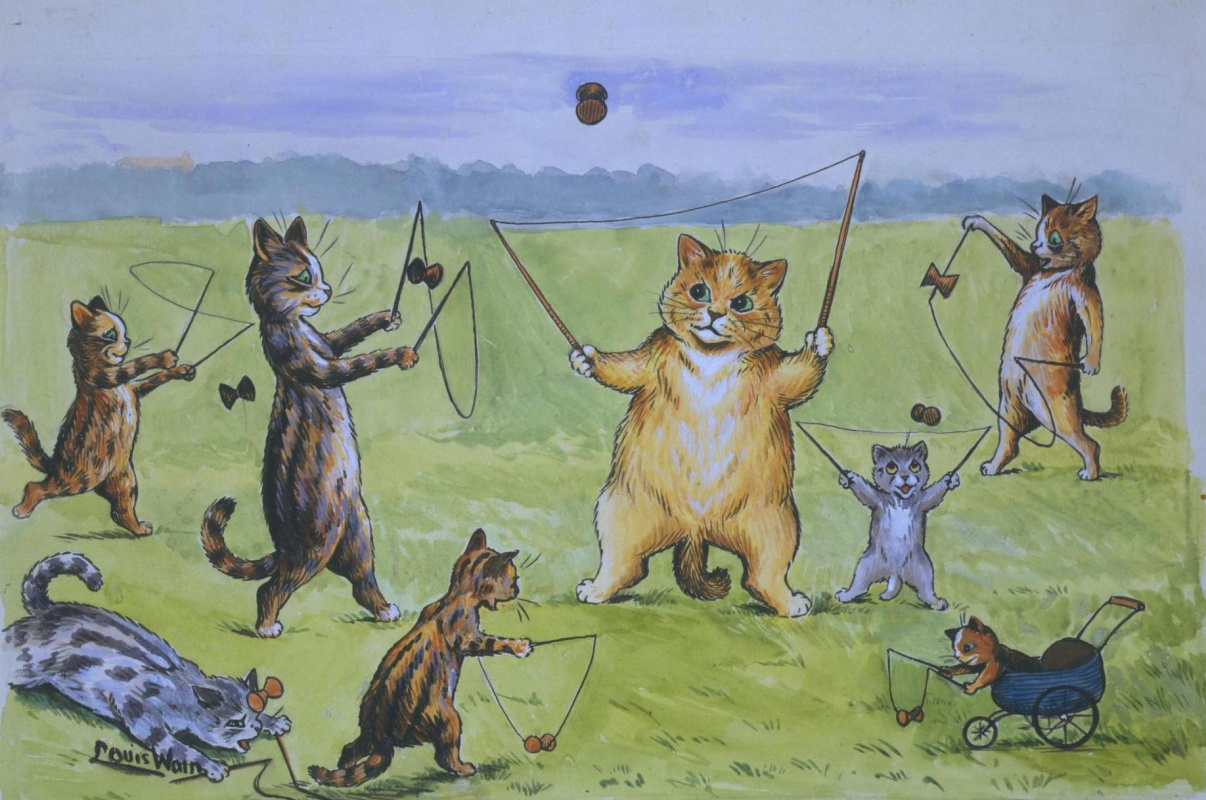 Louis Wain. Game in diabolo