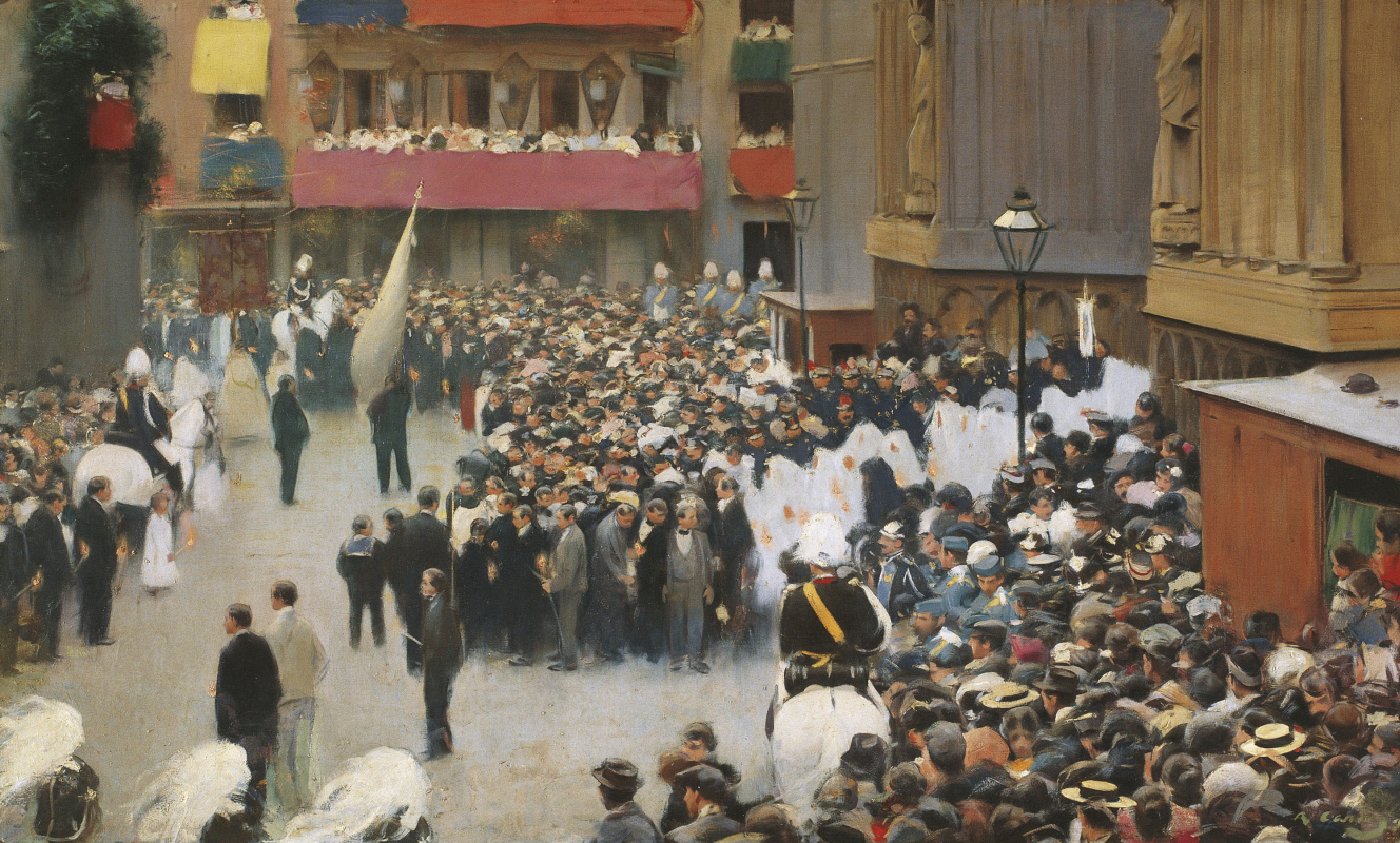 Ramon Casas i Carbó. "The Body of Christ". Procession leaving the church of Santa Maria del Mar