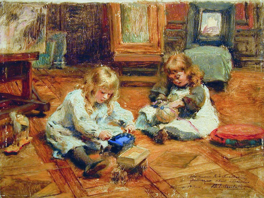 Konstantin Makovsky. Children playing in the workshop