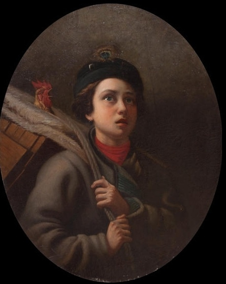 Pavel Savich Shiltsov. Junge mit einem Hahn