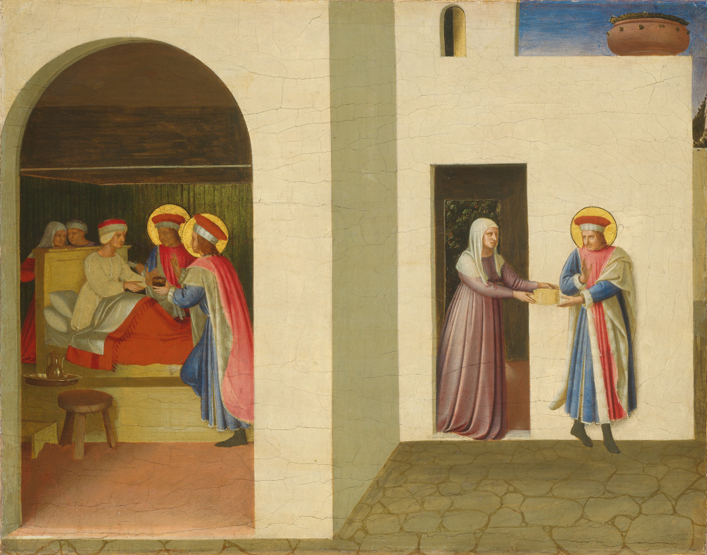 Фра Беато Анджелико. Healing of Palladian’s husband by Saints Cosma and Damian. The altar of the monastery of San Marco. Limit, left side