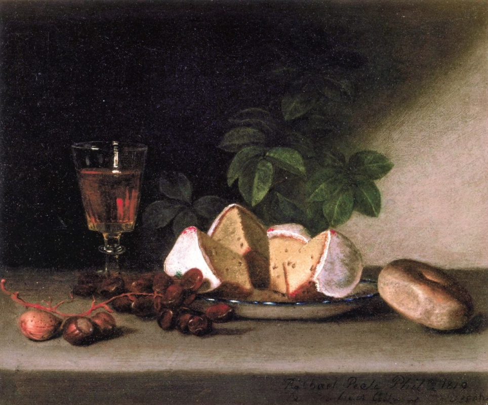 Raphaelle Peale. Still life: wine, cakes and nuts