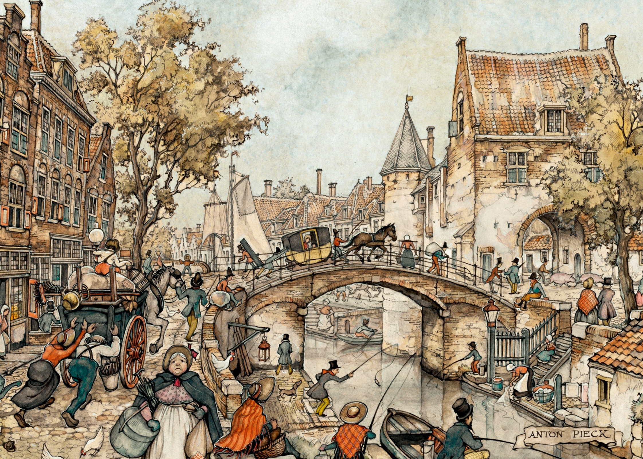 Anton Pieck City scenes. Utrecht, 1960, 43×28 cm: Description of