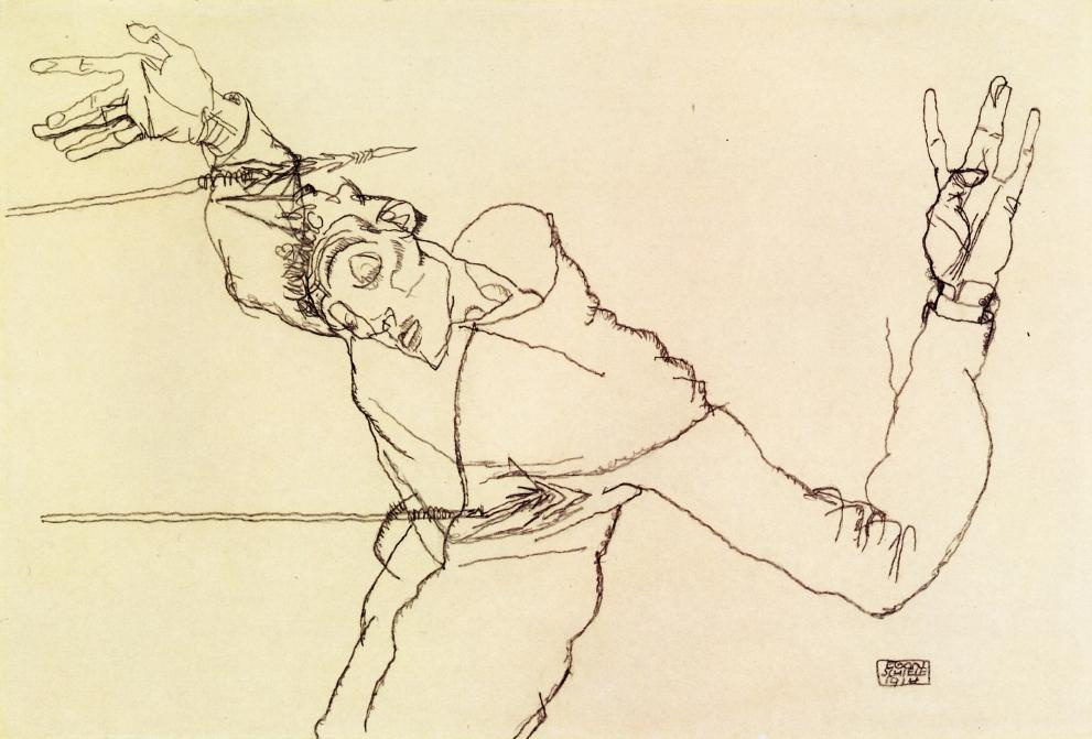 Egon Schiele. Selbstbildnis nach dem Bild des heiligen Sebastian