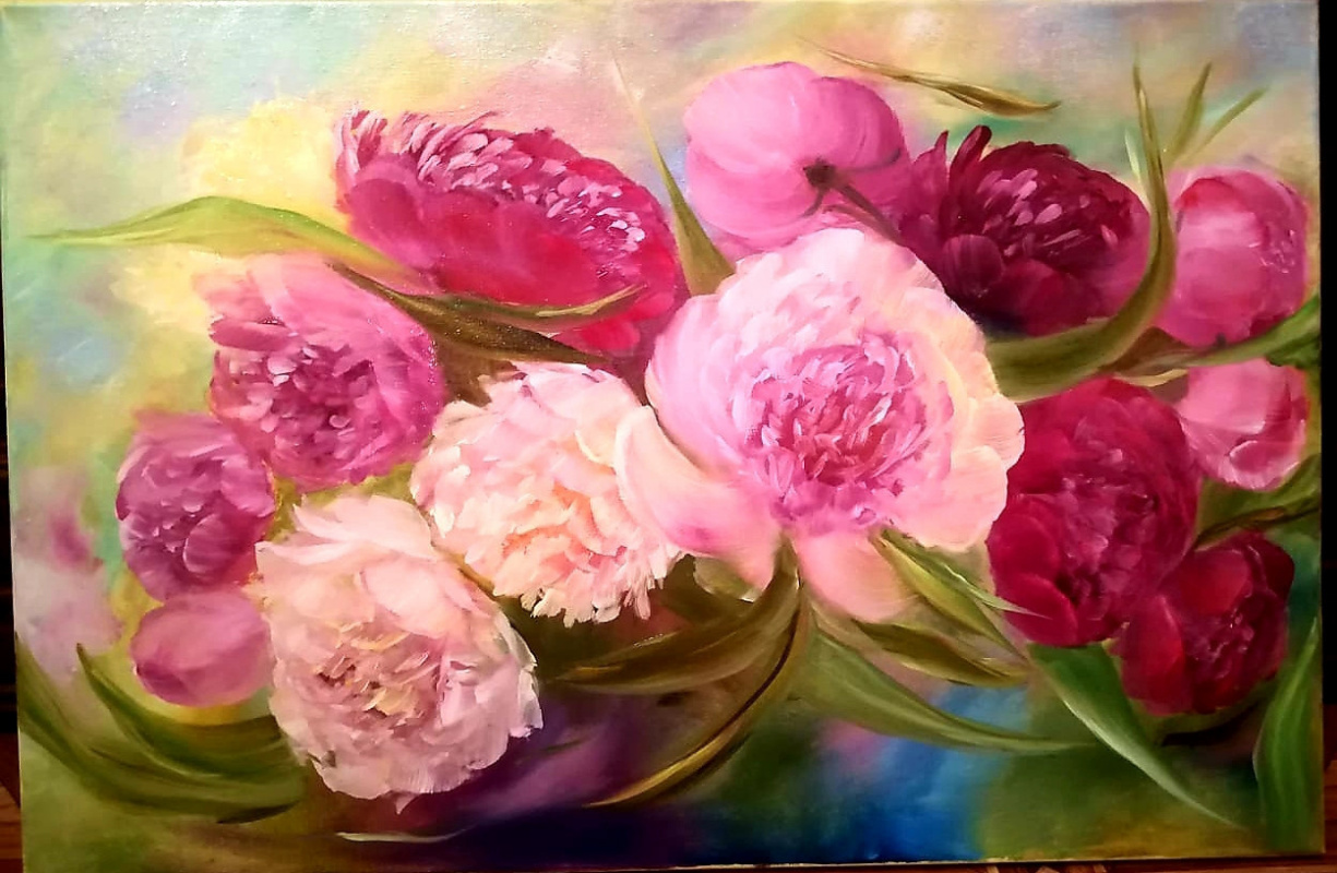 Valeria Kostromina. Painting "Bright Peonies"