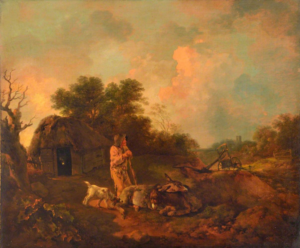 Thomas Gainsborough. Evening landscape with old peasant and donkeys