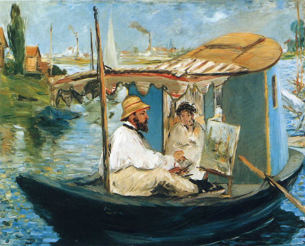 Edouard Manet. Monet and Mrs. Monet in a boat