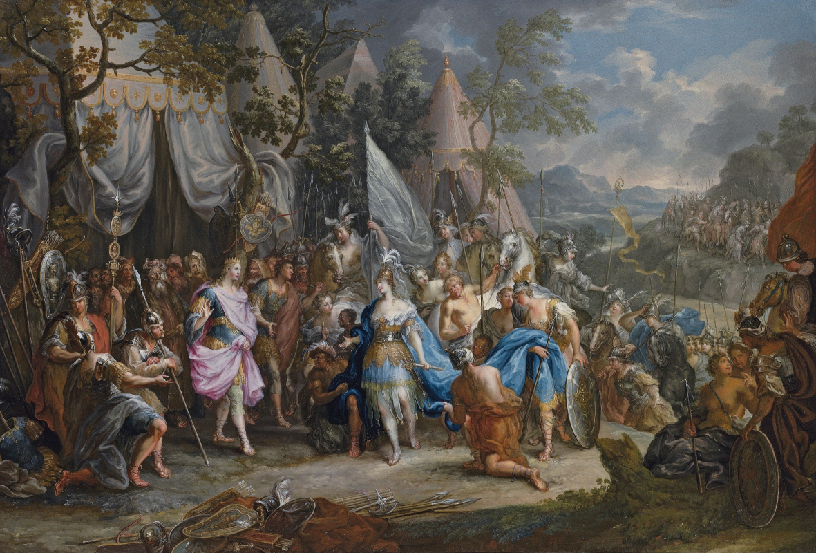 Johann Georg Platzer. The Queen of the Amazons, Thalestris in the camp of Alexander the great